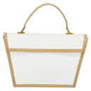 BALLY Hand Bag Leather White Gold Auth 149153-2