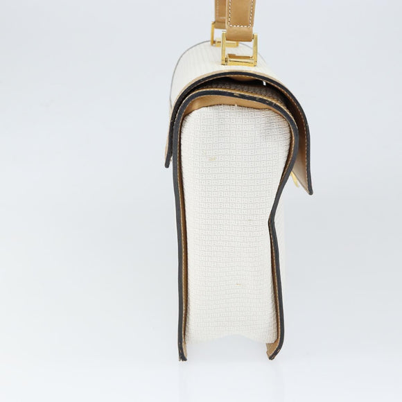 BALLY Hand Bag Leather White Gold Auth 149153