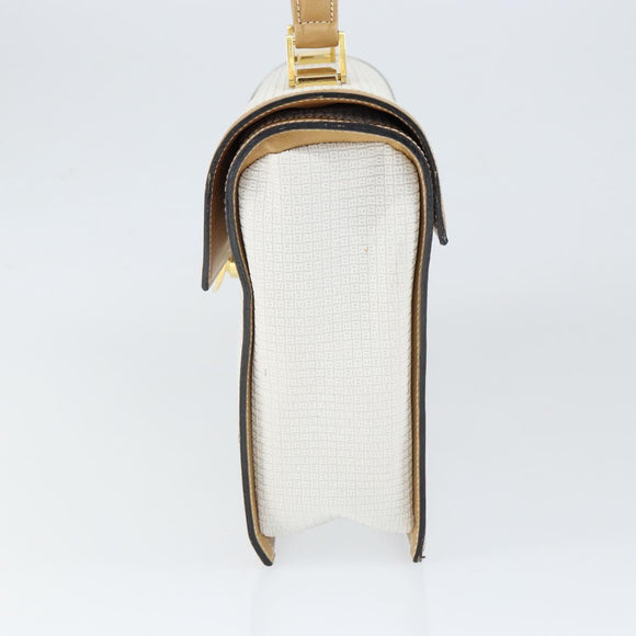 BALLY Hand Bag Leather White Gold Auth 149153