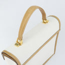 BALLY Hand Bag Leather White Gold Auth 149153-6