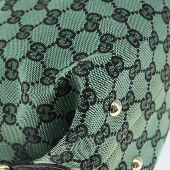 GUCCI GG Canvas Hand Bag Outlet Gold Green 272375 Auth 149154