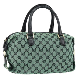 GUCCI GG Canvas Hand Bag Outlet Gold Green 272375 Auth 149154