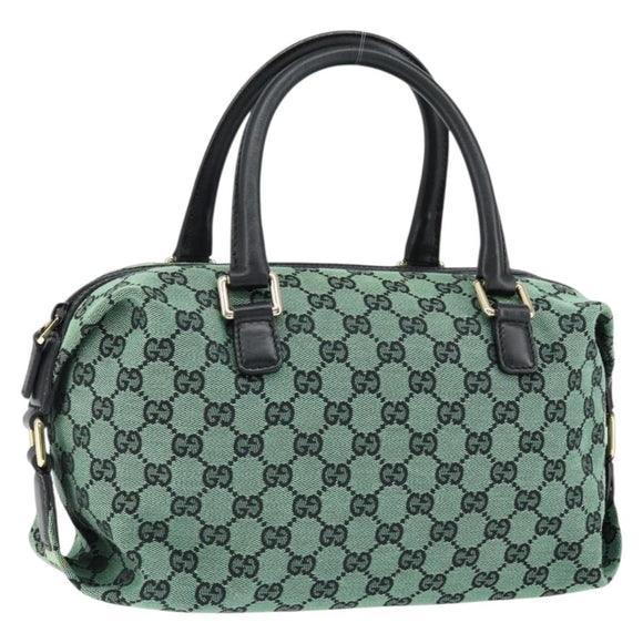 GUCCI GG Canvas Hand Bag Outlet Gold Green 272375 Auth 149154
