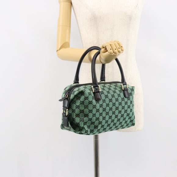 GUCCI GG Canvas Hand Bag Outlet Gold Green 272375 Auth 149154