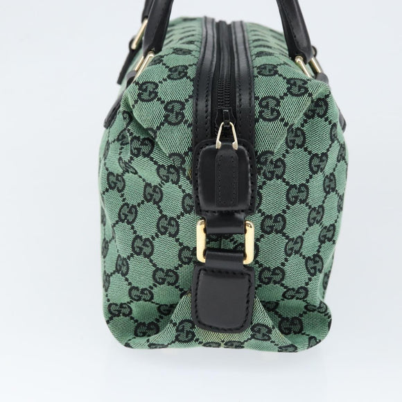 GUCCI GG Canvas Hand Bag Outlet Gold Green 272375 Auth 149154