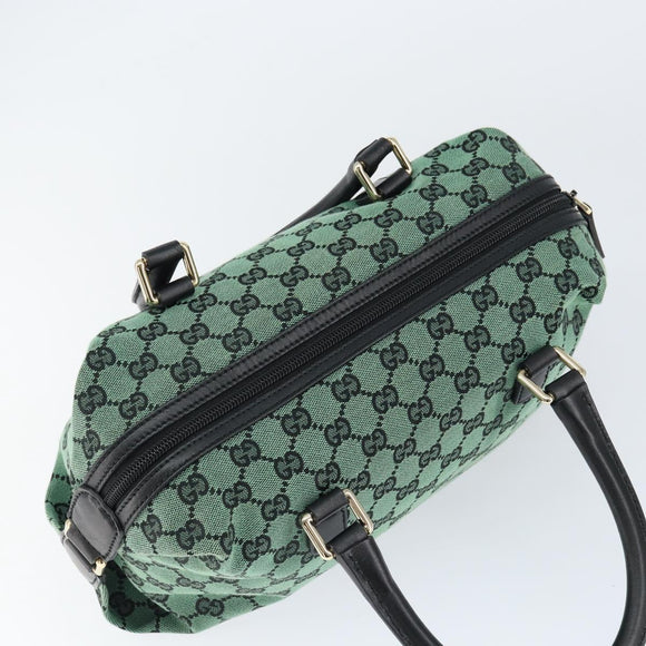 GUCCI GG Canvas Hand Bag Outlet Gold Green 272375 Auth 149154