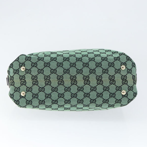 GUCCI GG Canvas Hand Bag Outlet Gold Green 272375 Auth 149154