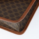 CELINE Macadam Canvas Circle Shoulder Bag PVC Leather Brown Gold Auth 149156-10