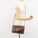CELINE Macadam Canvas Circle Shoulder Bag PVC Leather Brown Gold Auth 149156-22
