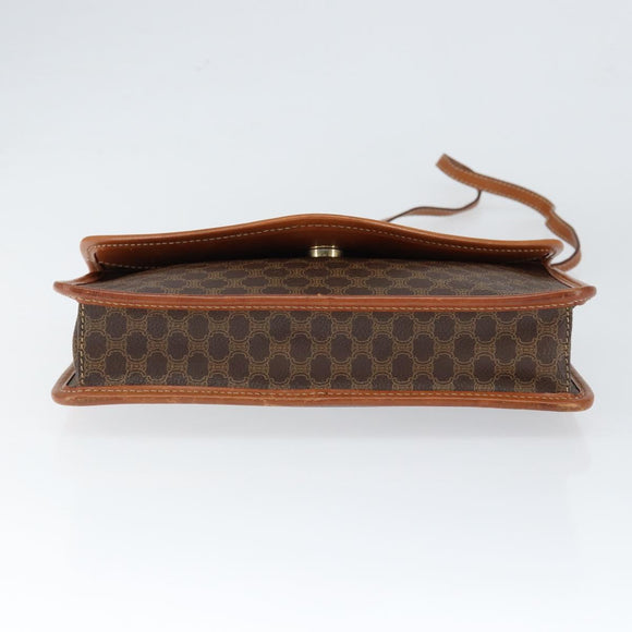 CELINE Macadam Canvas Circle Shoulder Bag PVC Leather Brown Gold Auth 149156