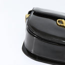 CELINE Horse Carriage Shoulder Bag Enamel Black Gold Auth 149158-9