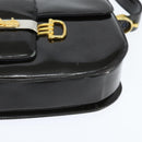 CELINE Horse Carriage Shoulder Bag Enamel Black Gold Auth 149158-14