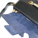 CELINE Horse Carriage Shoulder Bag Enamel Black Gold Auth 149158-10