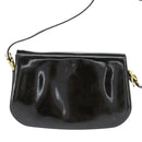 CELINE Horse Carriage Shoulder Bag Enamel Black Gold Auth 149158-2