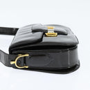 CELINE Horse Carriage Shoulder Bag Enamel Black Gold Auth 149158-3