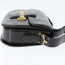 CELINE Horse Carriage Shoulder Bag Enamel Black Gold Auth 149158-4