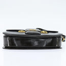 CELINE Horse Carriage Shoulder Bag Enamel Black Gold Auth 149158-5