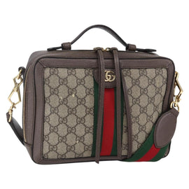 GUCCI Ophidia GG Supreme Web Sherry Line Bag PVC Beige 550622 Auth 149185