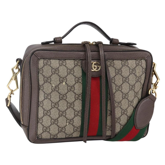 GUCCI Ophidia GG Supreme Web Sherry Line Bag PVC Beige 550622 Auth 149185