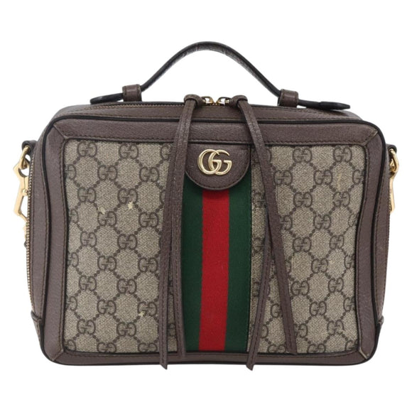 GUCCI Ophidia GG Supreme Web Sherry Line Bag PVC Beige 550622 Auth 149185