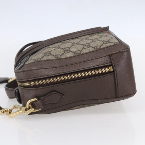 GUCCI Ophidia GG Supreme Web Sherry Line Bag PVC Beige 550622 Auth 149185