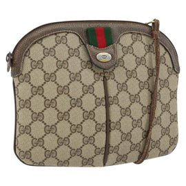 GUCCI GG Supreme Web Sherry Line Bag PVC Beige Gold 904 02 047 Auth 149187