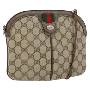 GUCCI GG Supreme Web Sherry Line Bag PVC Beige Gold 904 02 047 Auth 149187