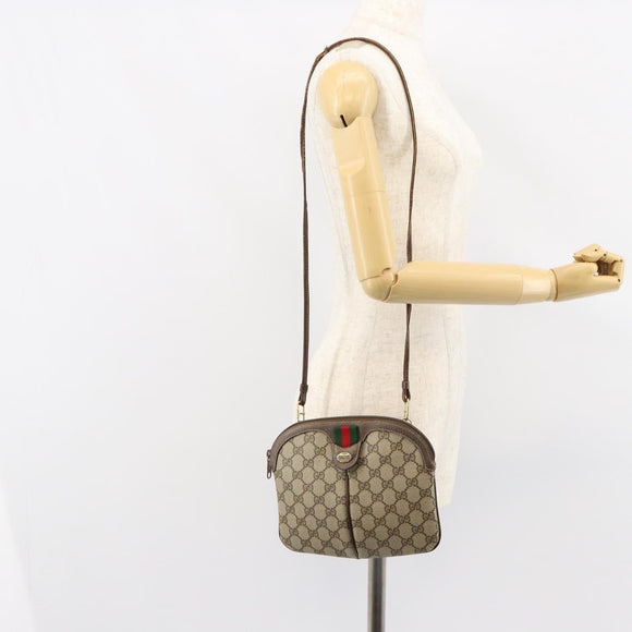 GUCCI GG Supreme Web Sherry Line Bag PVC Beige Gold 904 02 047 Auth 149187