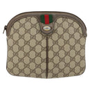 GUCCI GG Supreme Web Sherry Line Bag PVC Beige Gold 904 02 047 Auth 149187-13