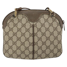 GUCCI GG Supreme Web Sherry Line Bag PVC Beige Gold 904 02 047 Auth 149187 - 0