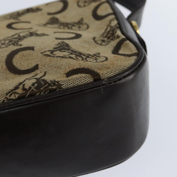 CELINE C Sulky Shoulder Bag Canvas Beige Gold Auth 149188