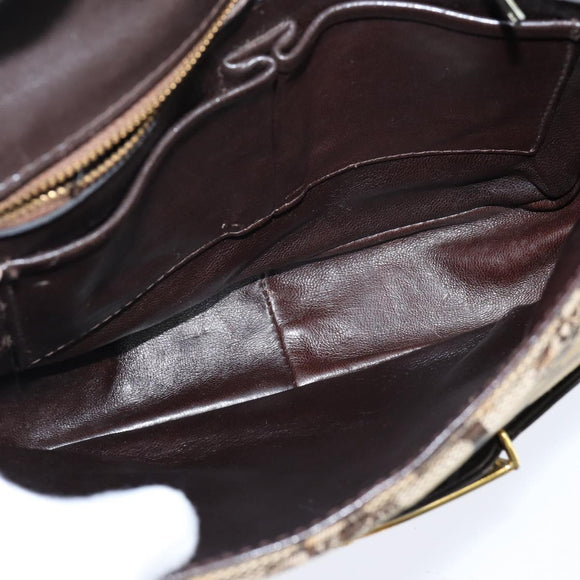 CELINE C Sulky Shoulder Bag Canvas Beige Gold Auth 149188