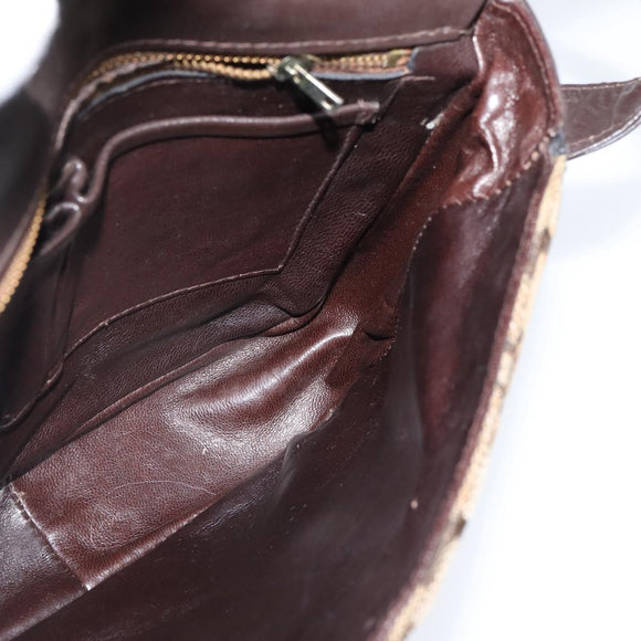 CELINE C Sulky Shoulder Bag Canvas Beige Gold Auth 149188