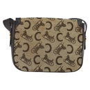 CELINE C Sulky Shoulder Bag Canvas Beige Gold Auth 149188-2