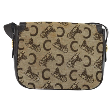 CELINE C Sulky Shoulder Bag Canvas Beige Gold Auth 149188 - 0
