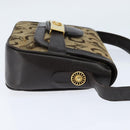 CELINE C Sulky Shoulder Bag Canvas Beige Gold Auth 149188-4