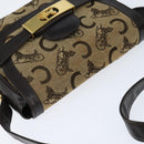 CELINE C Sulky Shoulder Bag Canvas Beige Gold Auth 149188-6