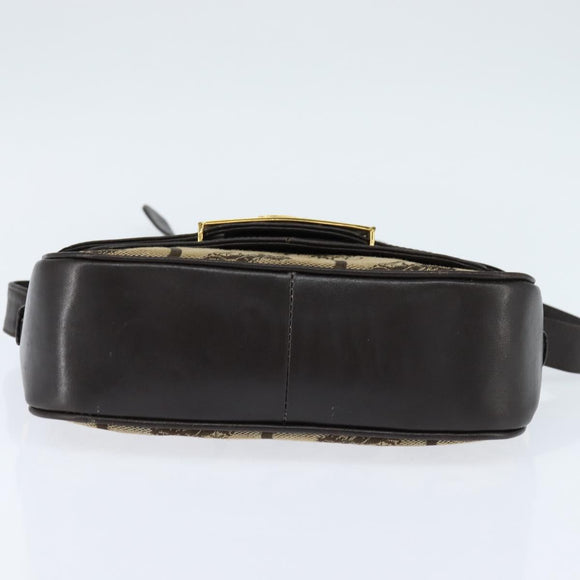 CELINE C Sulky Shoulder Bag Canvas Beige Gold Auth 149188