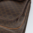 CELINE Circle Macadam Canvas Hand Bag PVC Leather Brown Gold Auth 149189-9