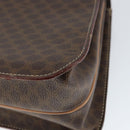 CELINE Circle Macadam Canvas Hand Bag PVC Leather Brown Gold Auth 149189-15