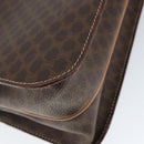 CELINE Circle Macadam Canvas Hand Bag PVC Leather Brown Gold Auth 149189-16