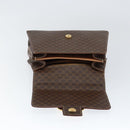 CELINE Circle Macadam Canvas Hand Bag PVC Leather Brown Gold Auth 149189-18