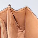 CELINE Circle Macadam Canvas Hand Bag PVC Leather Brown Gold Auth 149189-19