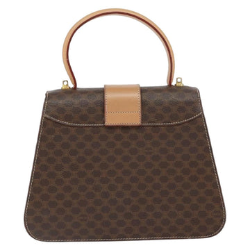 CELINE Circle Macadam Canvas Hand Bag PVC Leather Brown Gold Auth 149189 - 0