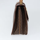 CELINE Circle Macadam Canvas Hand Bag PVC Leather Brown Gold Auth 149189-3