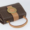 CELINE Circle Macadam Canvas Hand Bag PVC Leather Brown Gold Auth 149189-6