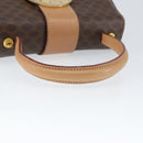 CELINE Circle Macadam Canvas Hand Bag PVC Leather Brown Gold Auth 149189-7