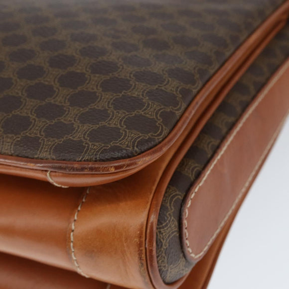 CELINE Macadam Canvas Shoulder Bag PVC Leather Brown Gold Auth 149190