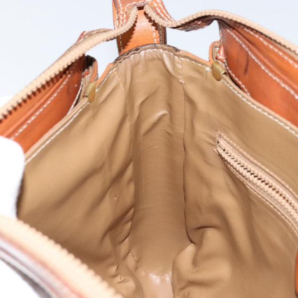 CELINE Macadam Canvas Shoulder Bag PVC Leather Brown Gold Auth 149190