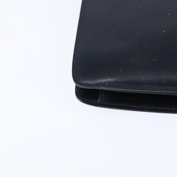 CELINE Shoulder Bag Leather Navy Gold Auth 149191